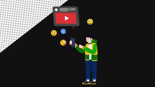 A Person Using To You Tube | Alpha Channel