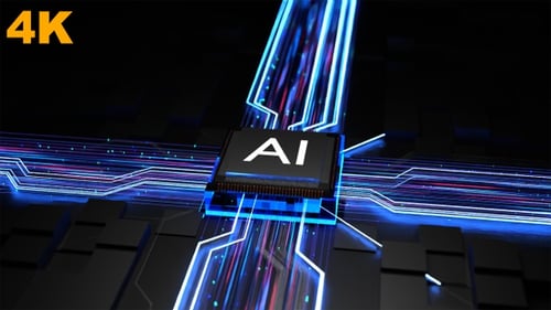 3D Render AI Text With Neon Glowing Multiple Color