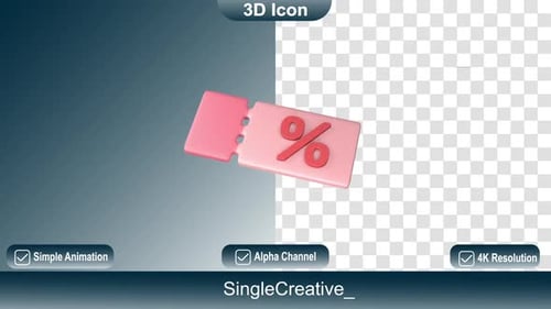 Modern 3D Animated Discount Coupon Icon