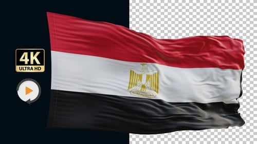 Realistic Waving Egyptian Flag with Alpha Channel Loop