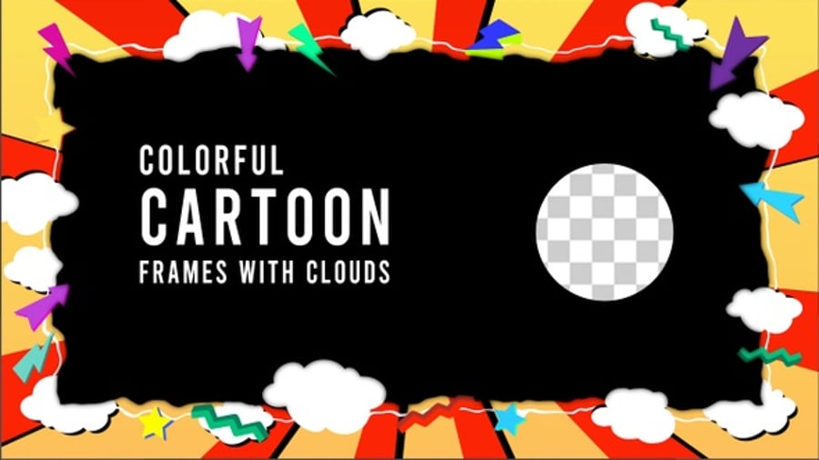 Colorful Cartoon Frame With Clouds, Elements Motion Graphics ft ...