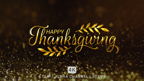 Elegant Happy Thanksgiving Title Animation with Golden Leaves