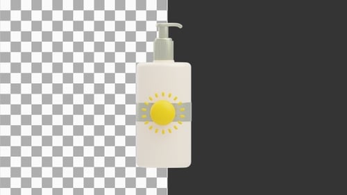 3D Animation of Bottle sunscreen | Alpha Channel