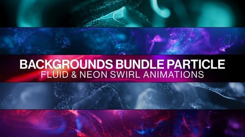 Vibrant Fluid Particle Motion Backgrounds with Neon Glow Effects
