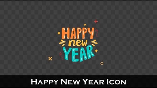 Colorful Happy New Year Hand-Drawn Title Animation