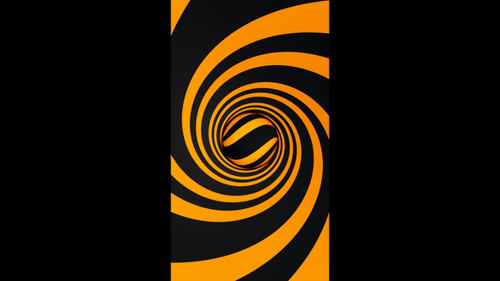 Vertical video black and orange ball in spiral optical illusion tunnel