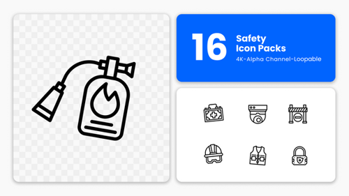 Animated Line Art Safety and Security Icons Pack