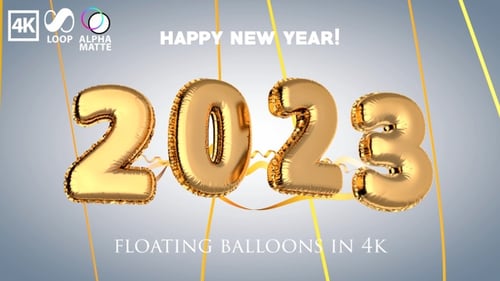 Golden 2023 New Year Balloon Numbers Transition