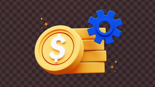 3D Dollar Coin and Gear, Financial Management Animation