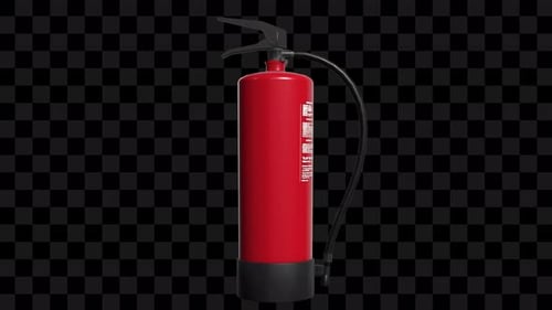 A 3D Animated Fire Extinguisher Rotating on an Alpha Channel