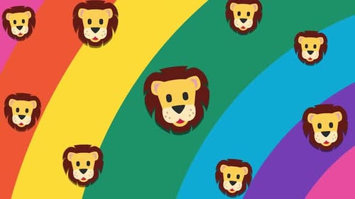 Flat Design Cartoon Lion Transition
