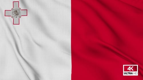 Realistic Waving Fabric Flag of Malta