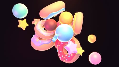 Sweet Candies and Donuts Falling Motion Background