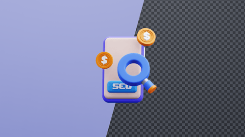 3D SEO Optimization Concept with Smartphone and Magnifying Glass