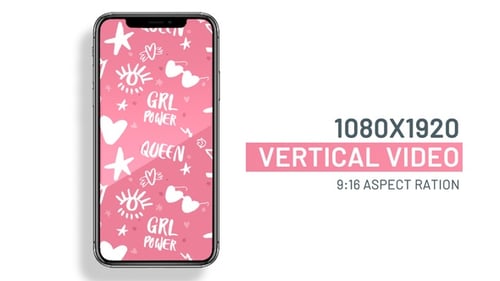 Girl power seamless background animation vertical video