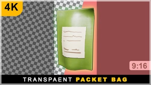 Green Color Packet Bag 360 Rotating Loop On Transparent Background