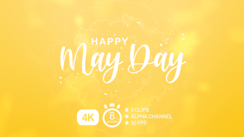 Happy May Day Brush Script Text Reveal Animation