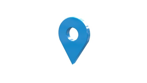 Modern 3D Blue Location Pin Icon Rotation
