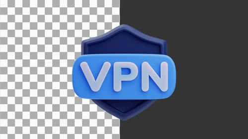 Animación 3D de la seguridad de una VPN que protege los datos y la privacidad | Alpha Channel
