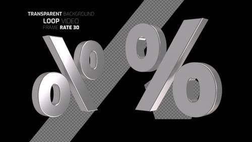 Rotating 3D Silver Percentage Sign