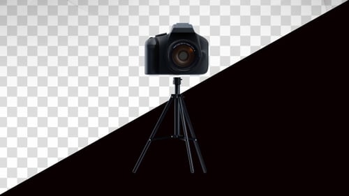 3D-Animation der Kamera auf einem Stativ