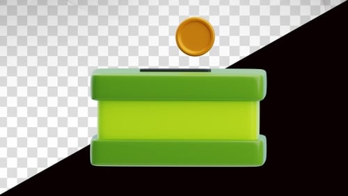 3D Animated Saving Box with Coin Drop