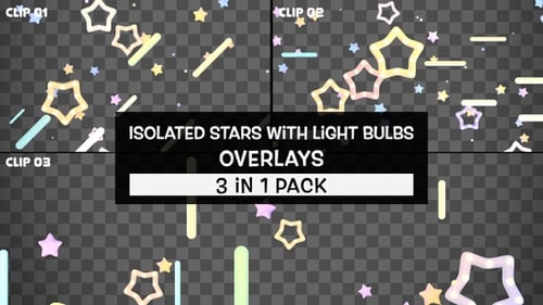 Isolated Stars With Light Bulbs Overlays Pack