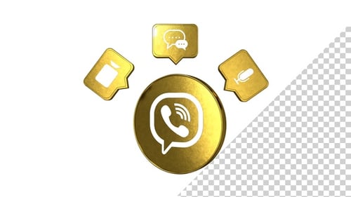 Golden 3D Communication Icons Loop Animation