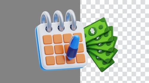 3D Animation of Financial Transaction Payment Schedule | Alpha Channel