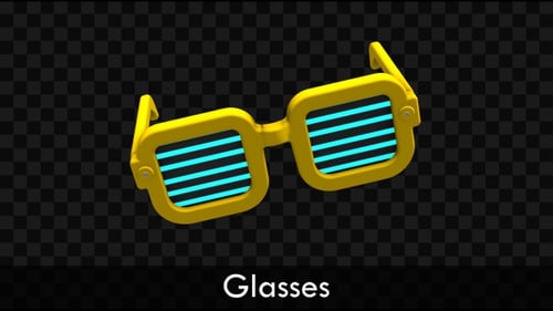 Futuristic Yellow Square Glasses with Glowing Blue Stripes Animation