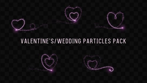 Animated Glowing Heart Particle Paths Overlay