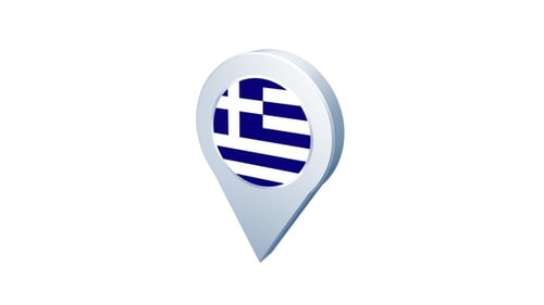 Animated 3D Greece Flag Location Pin Map Marker