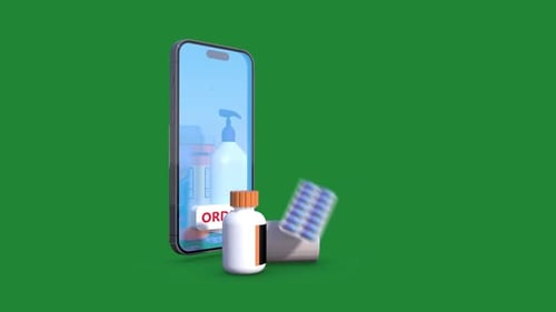 Online Pharmacy Order on Smartphone Animation