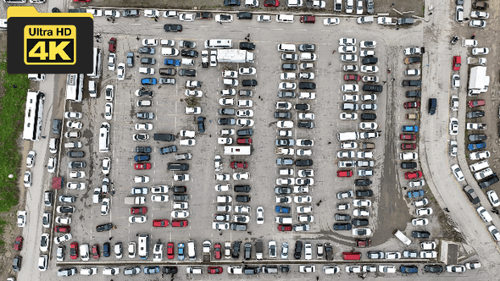 aerial view of cars in the parking lot