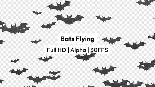 Flat Design Flying Bats Halloween Overlay