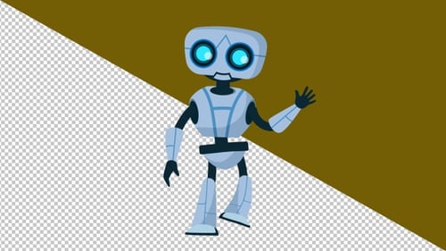 Robot Animation Walk 4K Alpha Video