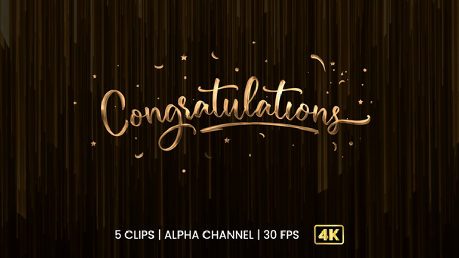 Elegant Animated Congratulations Text with Alpha Channel, Revealer ...