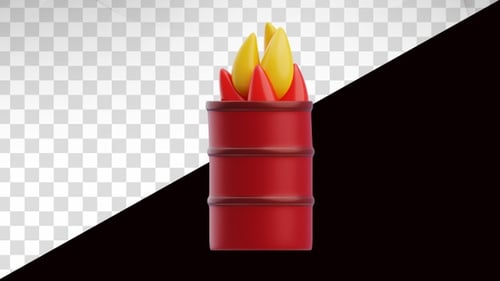 3D Animation of Burning Barrel on Alpha Channel