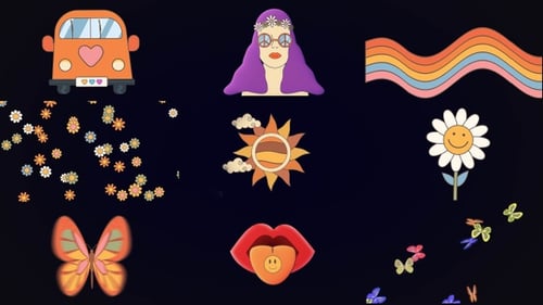 Groovy 70s Peace and Love Cartoon Animations