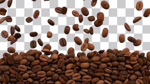 Realistic Coffee Beans Falling and Filling Screen Overlay