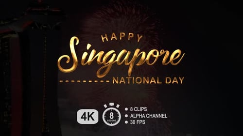 Happy Singapore National Day Text Animation