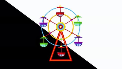 Colorful Animated Ferris Wheel Flat Design Loop
