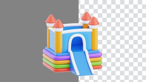 3D Animation of Inflatable Castle Fun Activities | Alpha Channel