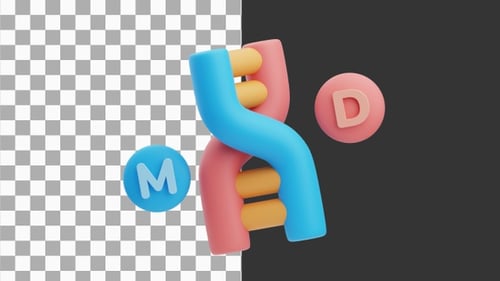 3D Animation of DNA Strand with Genetic Code | Alpha Channel