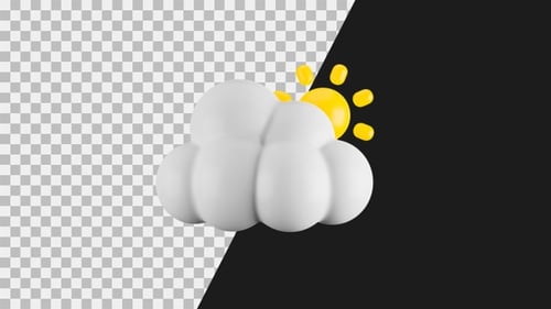 3D-Animationsikone von Sonne und Wolke | Alpha Channel