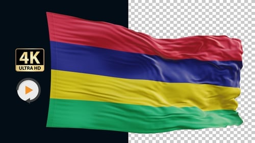 Waving Flag Animation with Red Blue Yellow Green Stripes