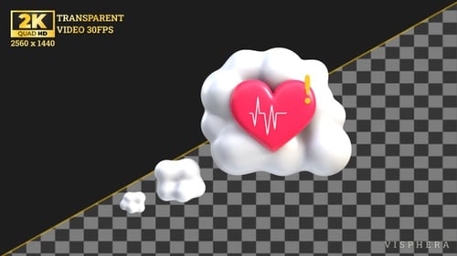 Modern 3D Heartbeat ECG Thought Bubble Animation