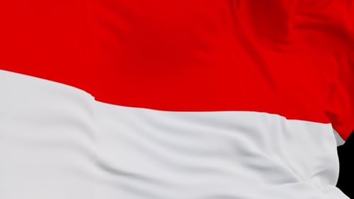 The Indonesia flag with alpha channel waving in the wind in slow motion