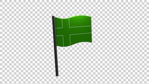 Animated 3D Green Flag Waving Loop
