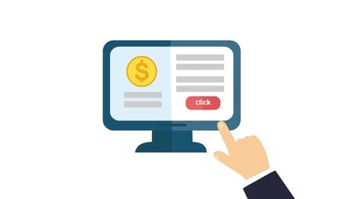 Animated Flat Design Digital Earning Click on Monitor